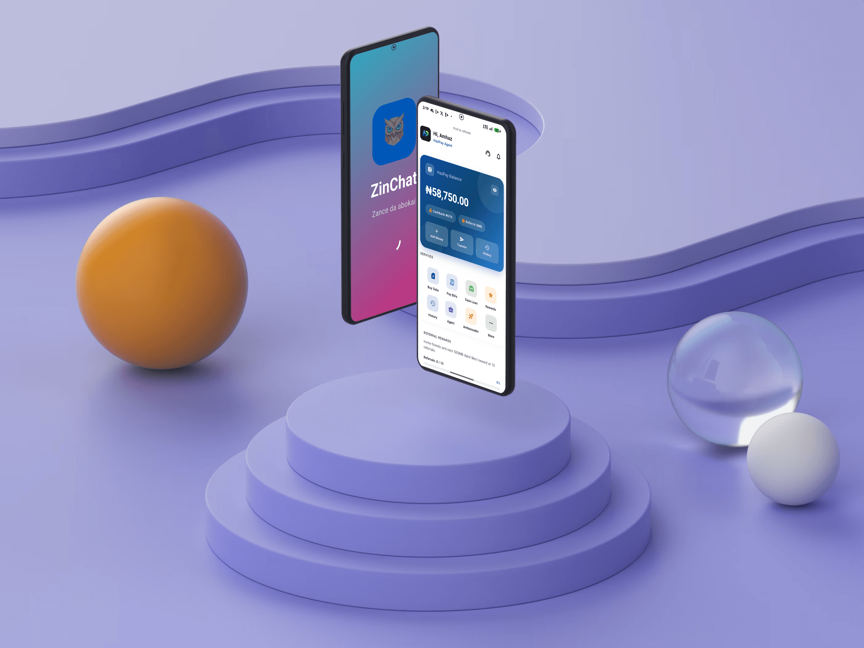 ZinChat and HazPay mockup
